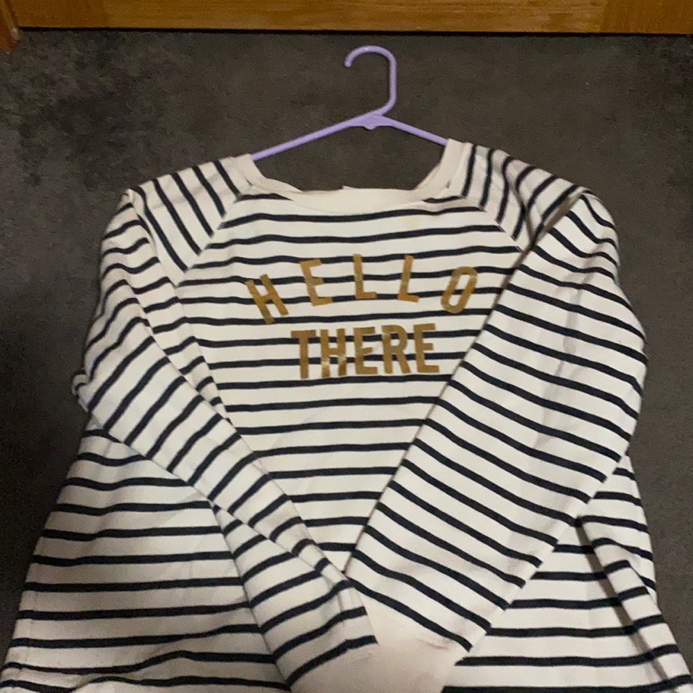 “Hello There” Striped Crew Neck
